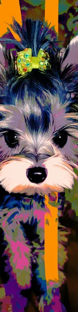 Free colorful bookmark featuring an adorable yorkie dog artwork